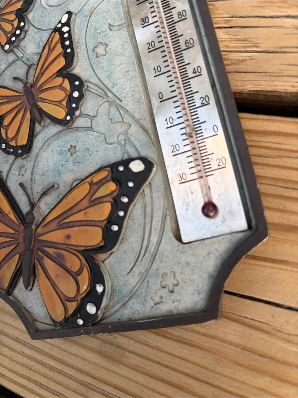 Butterfly Wall Thermometer - Orange Monarch Design